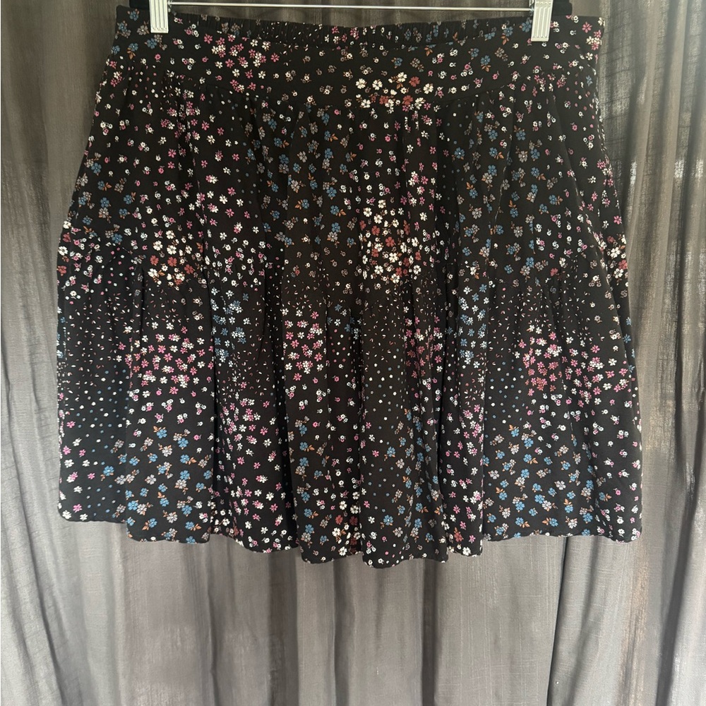 Torrid Black A-Line mini Skirt with Multicolor Floral Print